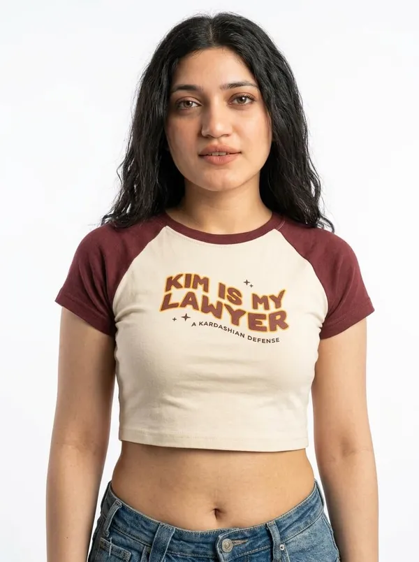 Brown_And_Off_White_Cotton_Blend_Graphic_Crop_Top_For_Women