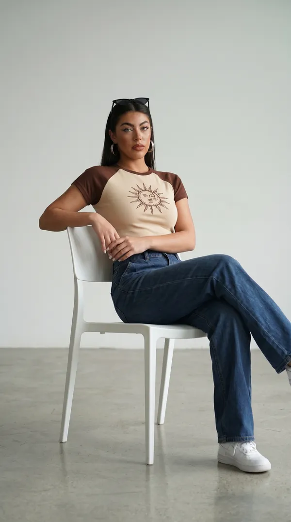 Brown_And_Beige_Cotton_Blend_Sun_Print_Crop_Top_For_Women