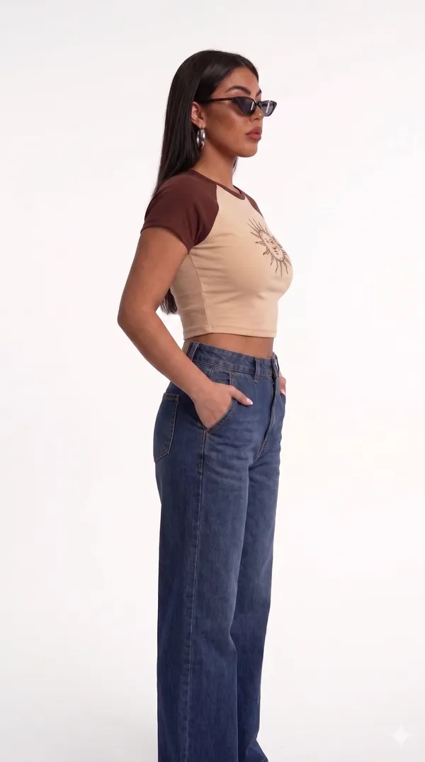 Brown_And_Beige_Cotton_Blend_Sun_Print_Crop_Top_For_Women