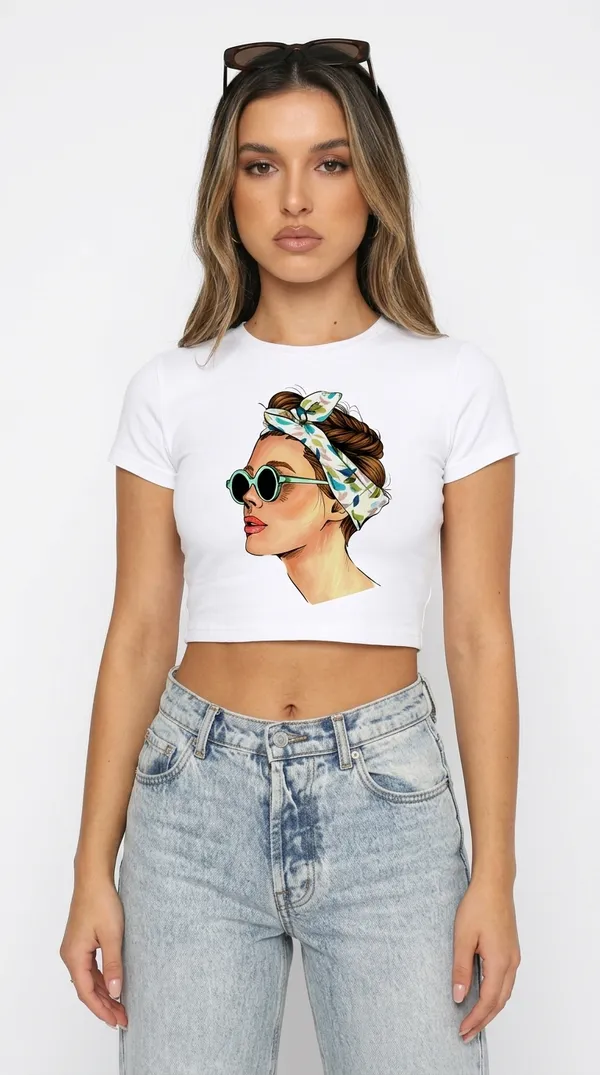 girl_with_scalf_white_Cotton_Blend_Graphic_Crop_Top_For_Women