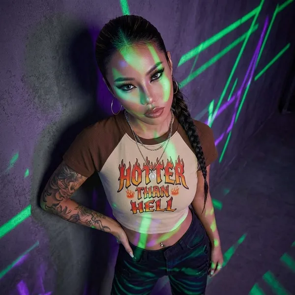 Brown_And_Beige_Cotton_Blend_Graphic_Crop_Top_For_Women