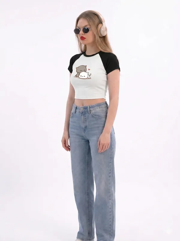 Black_And_White_Cotton_Blend_Cat_Print_Crop_Top_For_Women