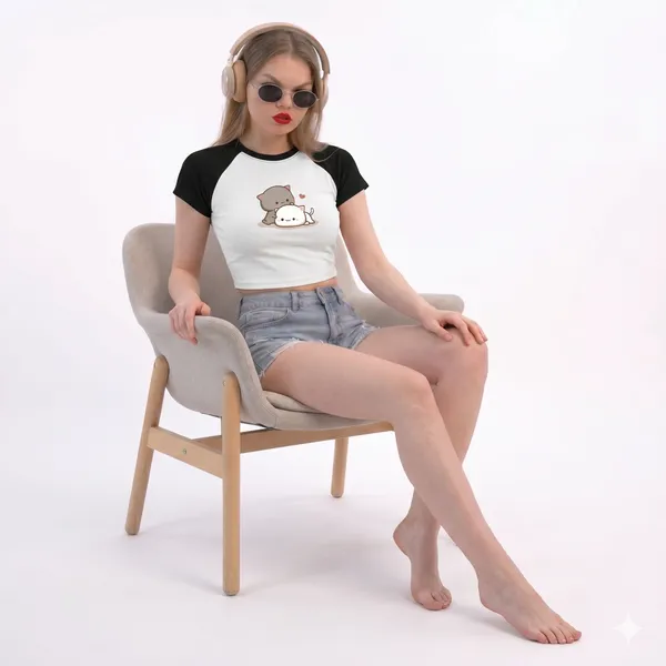 Black_And_White_Cotton_Blend_Cat_Print_Crop_Top_For_Women