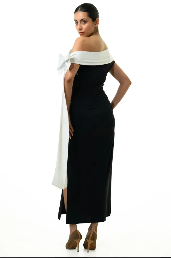 Bowline_Two_Tone_Dress_Black_With_White_Bow