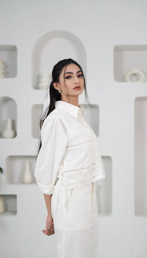 WANDER_LUXE_CO-ORD_SET-White_Cotton_Shirt_With_Pant_For_Women