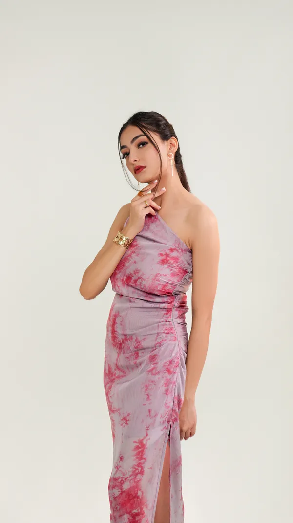 MOONLIT_BAY_DRESS-Lavender_Poly_Self_Stripe_Midi_Dress_For_Women