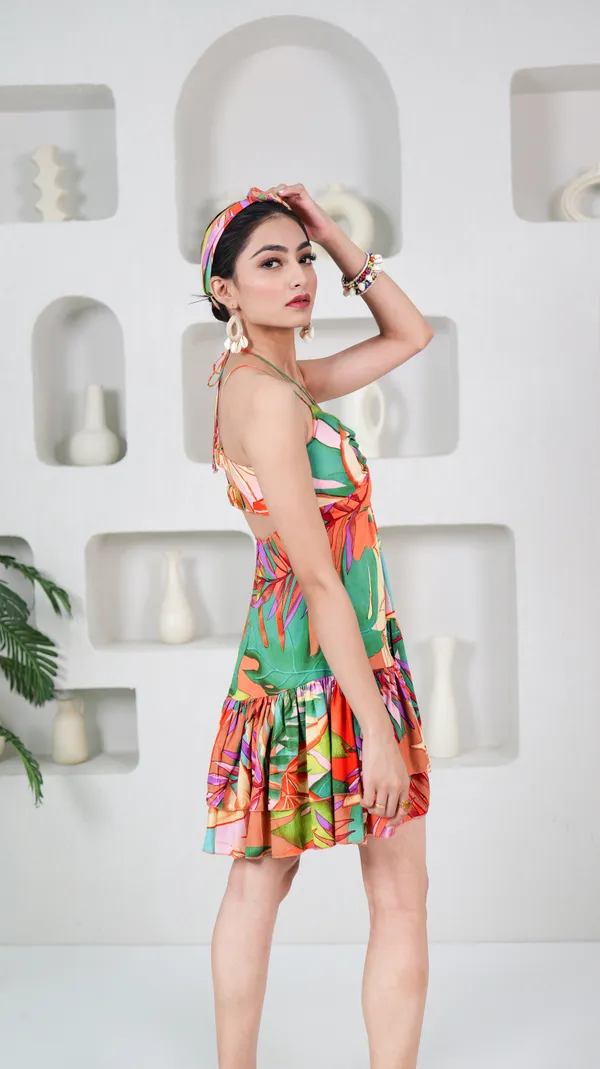 PALM_SERENADE_DRESS-Green_Rayon_Mini_Dress_For_Women