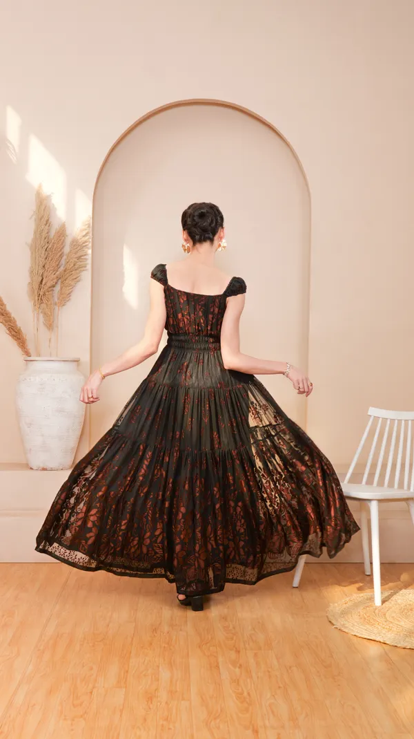 TARAH_JACQUARD_DRESS-Black_Jacquard_Maxi_Dress_For_Women