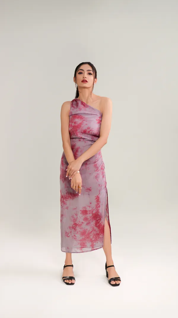 MOONLIT_BAY_DRESS-Lavender_Poly_Self_Stripe_Midi_Dress_For_Women