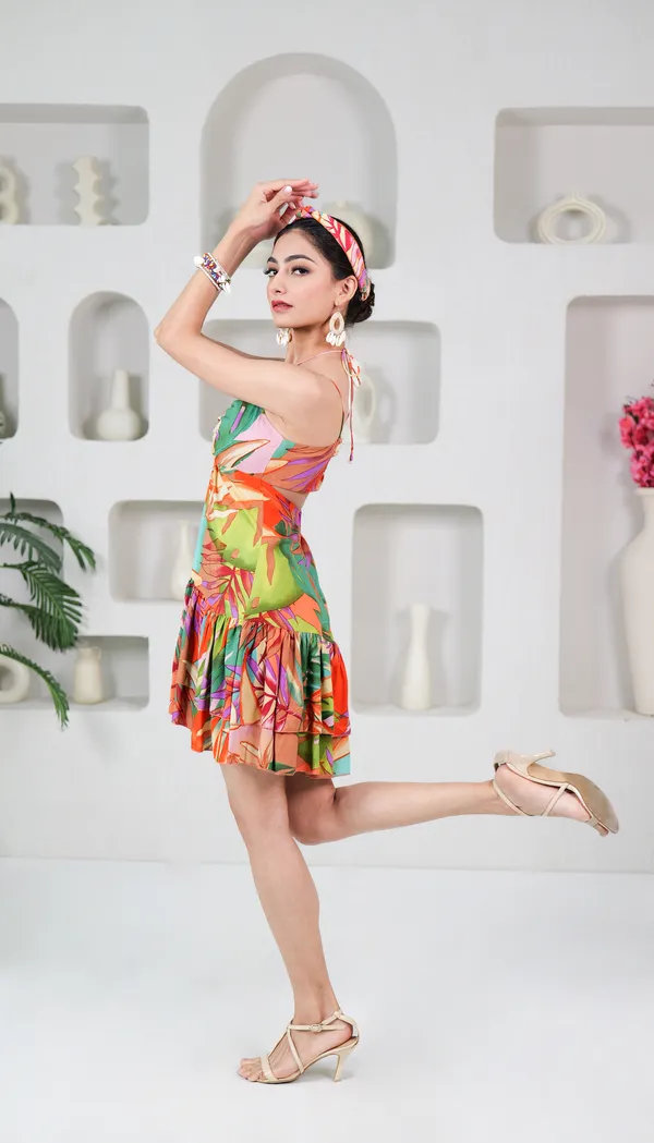 PALM_SERENADE_DRESS-Green_Rayon_Mini_Dress_For_Women