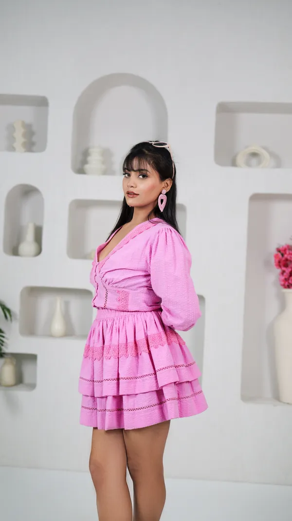 KAIRA_CO-ORD_SET-Pink_Cotton_Seersucker_Mini_Dress_For_Women