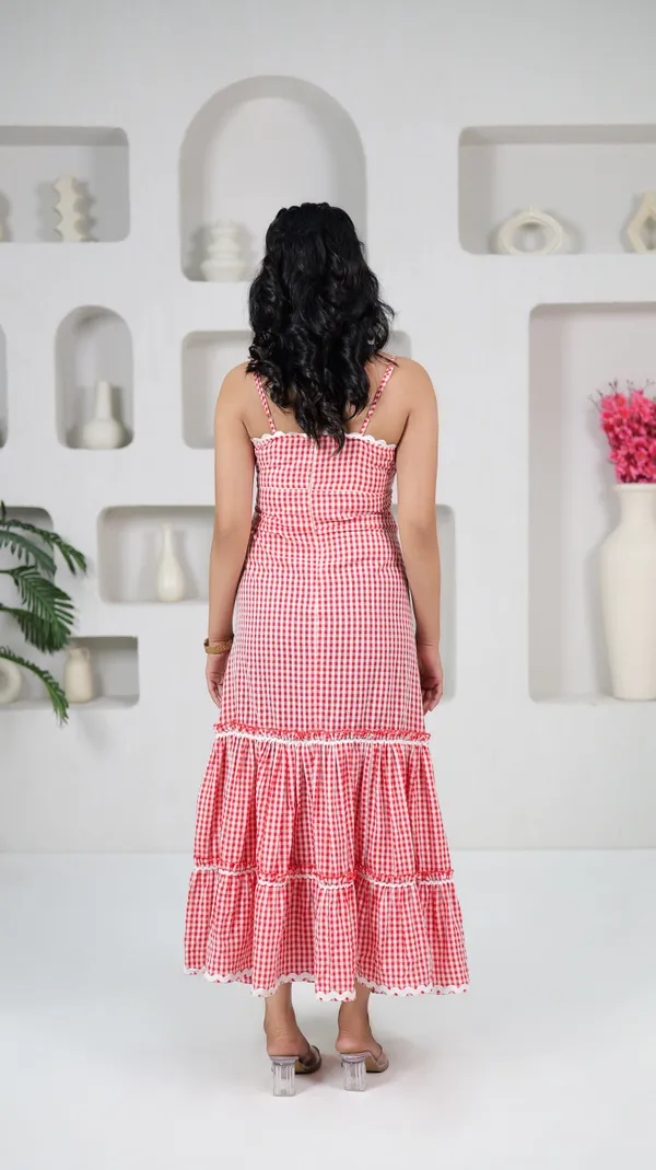 LINEA_GINGHAM_DRESS-Red_Cotton_Maxi_Dress_For_Women