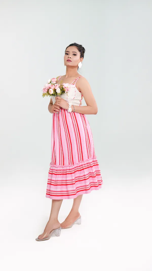 VICHY_DRESS-Pink_Cotton_Midi_Dress_For_Women