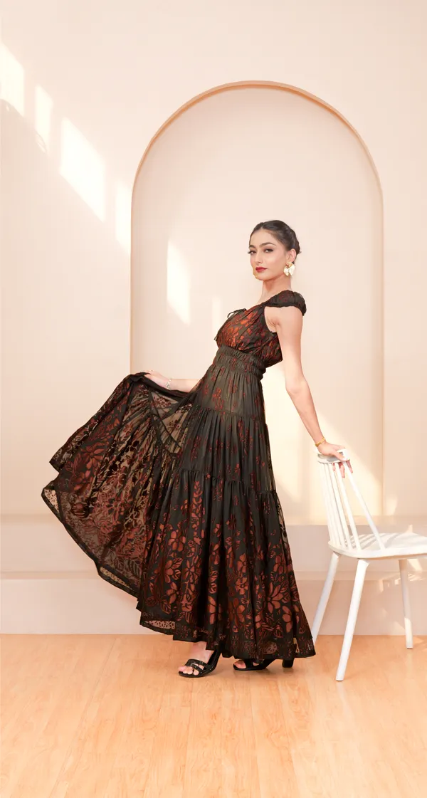 TARAH_JACQUARD_DRESS-Black_Jacquard_Maxi_Dress_For_Women
