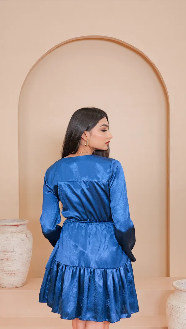 EMMA_TIERED_DRESS-Blue_Shimmer_Satin_Top_For_Women