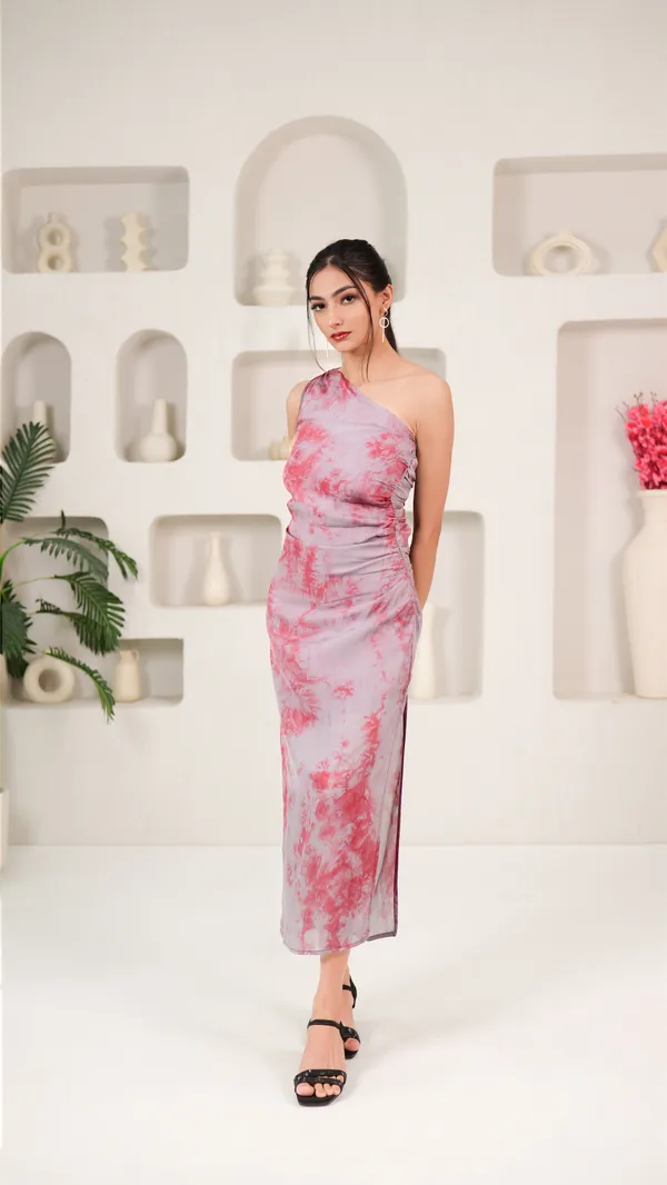 MOONLIT_BAY_DRESS-Lavender_Poly_Self_Stripe_Midi_Dress_For_Women