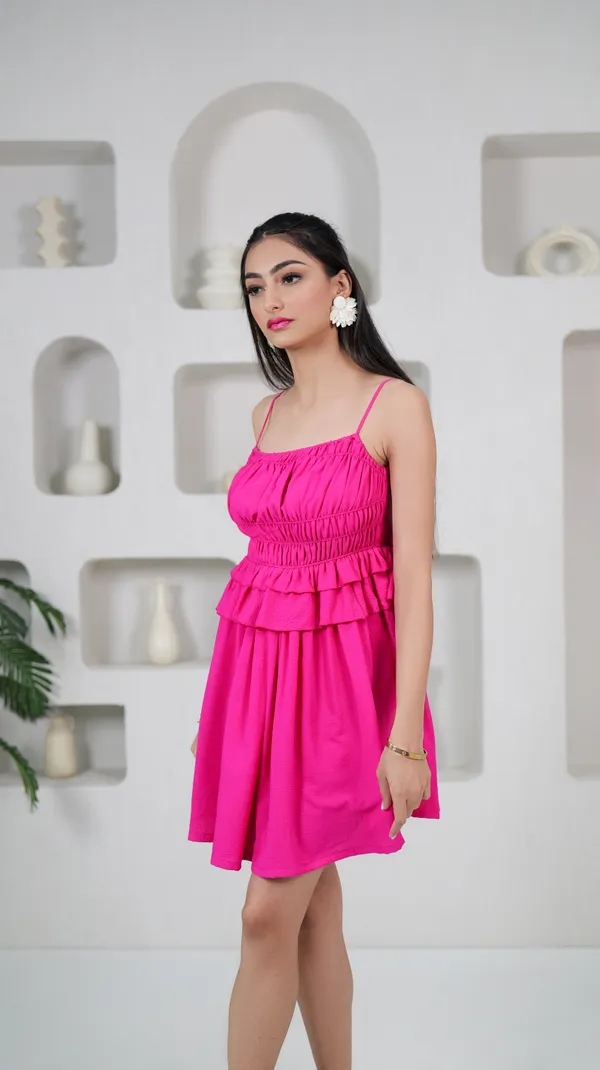 CORALINE_DRESS-Pink_Poly_Crinkle_Top_For_Women
