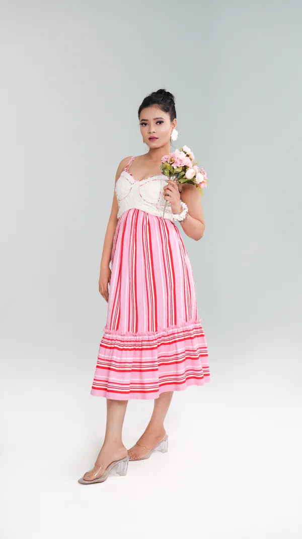 VICHY_DRESS-Pink_Cotton_Midi_Dress_For_Women