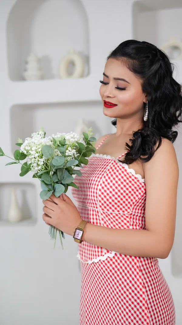 LINEA_GINGHAM_DRESS-Red_Cotton_Maxi_Dress_For_Women