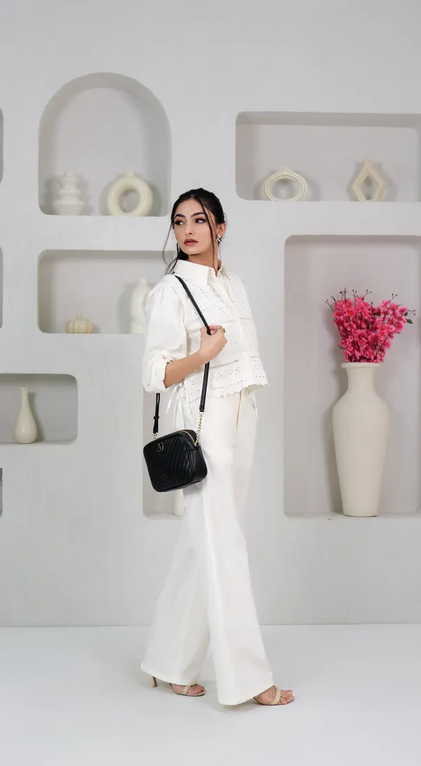 WANDER_LUXE_CO-ORD_SET-White_Cotton_Shirt_With_Pant_For_Women