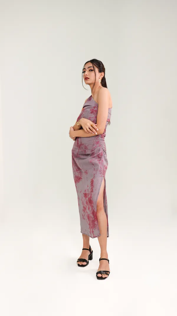 MOONLIT_BAY_DRESS-Lavender_Poly_Self_Stripe_Midi_Dress_For_Women