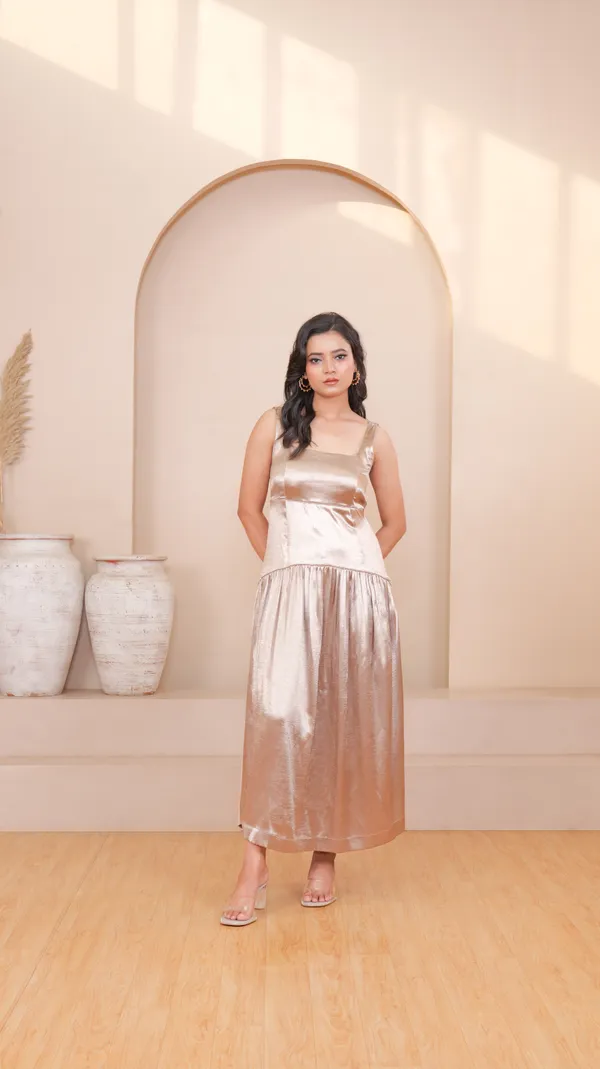 GOLDEN_MUSE_DRESS-Beige_Satin_Midi_Dress_For_Women
