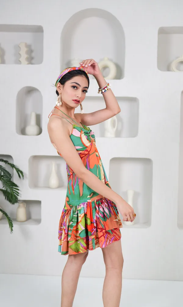 PALM_SERENADE_DRESS-Green_Rayon_Mini_Dress_For_Women