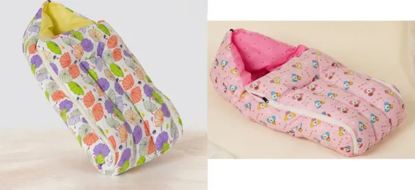 Multicolour_Cotton_Umbrella_Print_And_Pink_Cotton_Printed_Hooded_Baby_Sleeping_Bag_For_New_Born_Combo_Pack_Of_2