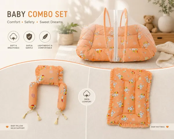 Orange_Cotton_Floral_Print_Baby_Bedding_Combo_Set_For_New_Born