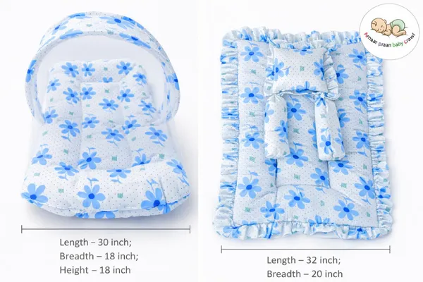 Blue_White_Cotton_Floral_Print_Baby_Bedding_Combo_Set_For_New_Born