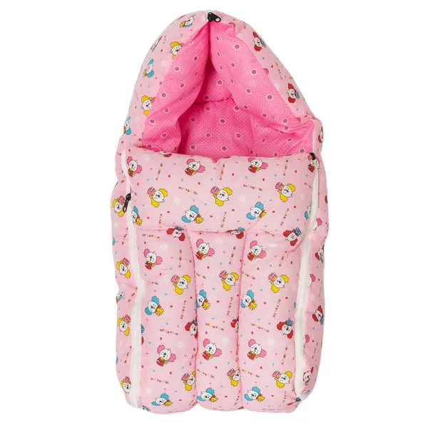Multicolour_Cotton_Umbrella_Print_And_Pink_Cotton_Printed_Hooded_Baby_Sleeping_Bag_For_New_Born_Combo_Pack_Of_2
