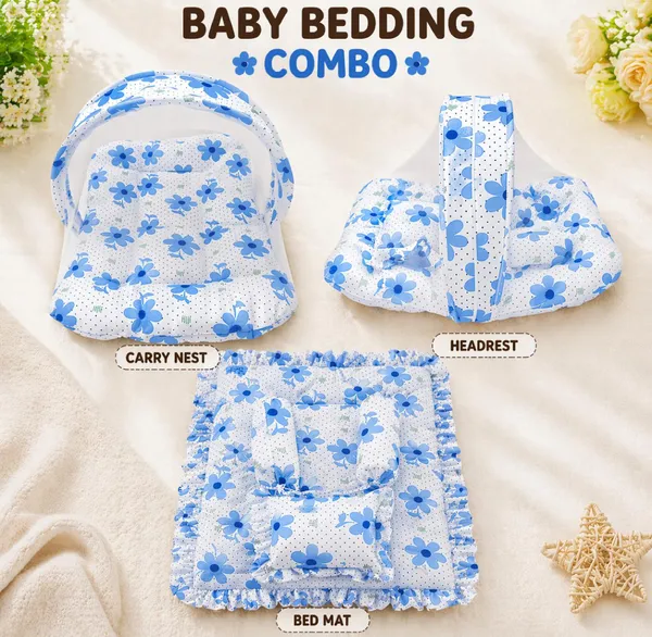 Blue_White_Cotton_Floral_Print_Baby_Bedding_Combo_Set_For_New_Born