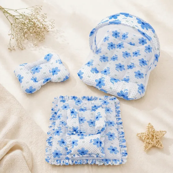 Blue_White_Cotton_Floral_Print_Baby_Bedding_Combo_Set_For_New_Born