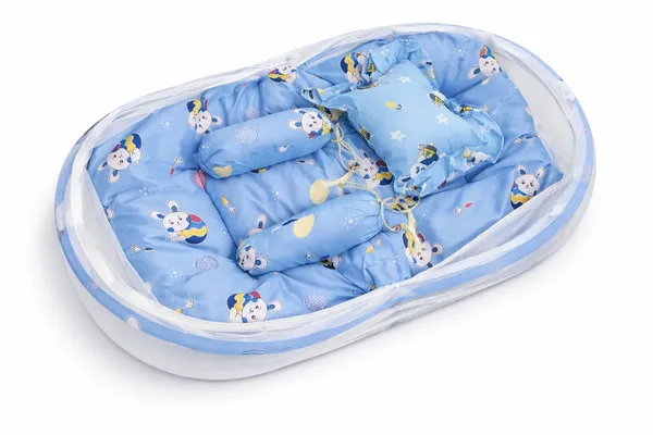 BLUE_BABY_BEDDING_WITH_MOSQUITO_NET_AND_NEST_BED__CARTOON_IMAGE_0-3_MONTH