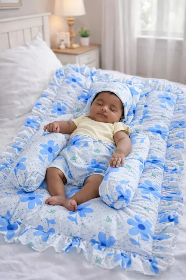 Blue_White_Cotton_Floral_Print_Baby_Bedding_Combo_Set_For_New_Born