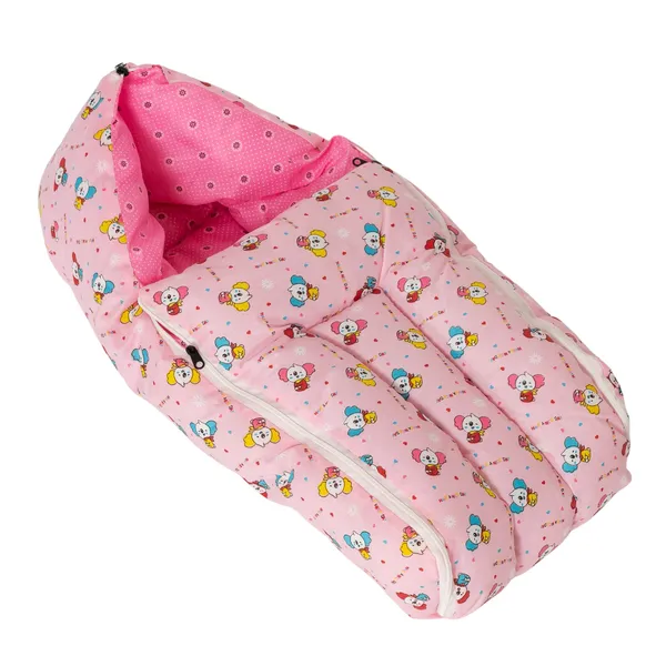 Multicolour_Cotton_Umbrella_Print_And_Pink_Cotton_Printed_Hooded_Baby_Sleeping_Bag_For_New_Born_Combo_Pack_Of_2
