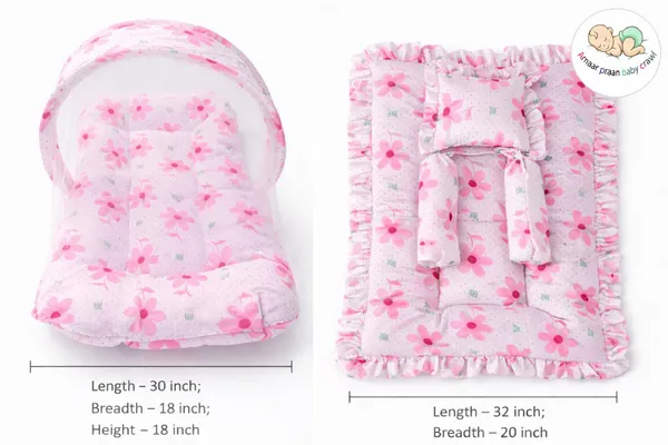 Pink_Cotton_Floral_Print_Baby_Bedding_Combo_Set_For_New_Born