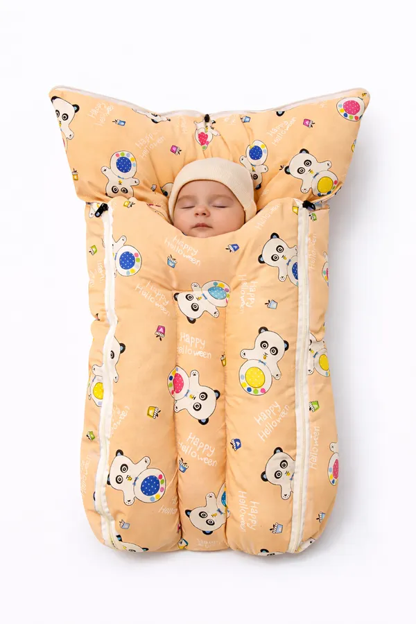 ORANGE_BABY_BEDDING_WITH_MOSQUITO_NET_AND_NEST_BED__CARTOON_IMAGE_0-3_MONTH