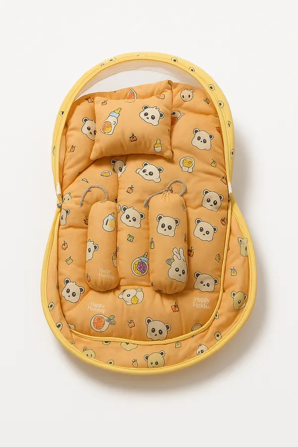 ORANGE_BABY_BEDDING_WITH_MOSQUITO_NET_AND_NEST_BED__CARTOON_IMAGE_0-3_MONTH