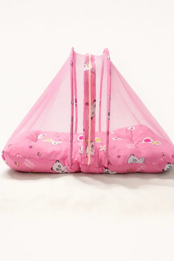 PINK_BABY_BEDDING_WITH_MOSQUITO_NET_AND_NEST_BED__CARTOON_IMAGE_0-3_MONTH