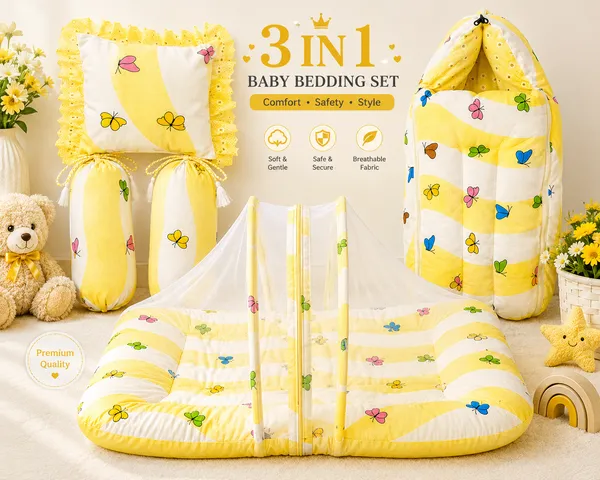 Yellow_Cotton_Butterfly_Print_Baby_Bedding_Combo_Set_For_New_Born-3month