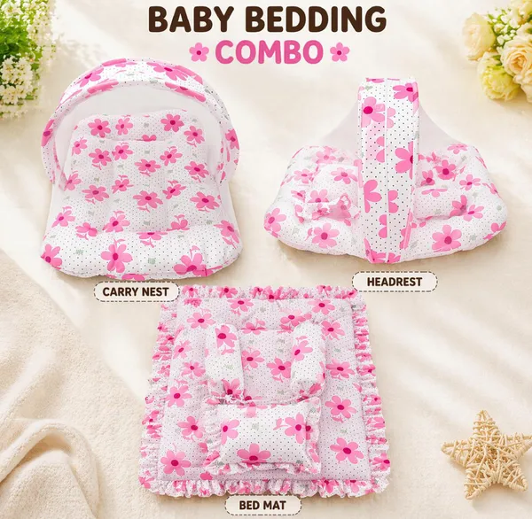 Pink_Cotton_Floral_Print_Baby_Bedding_Combo_Set_For_New_Born