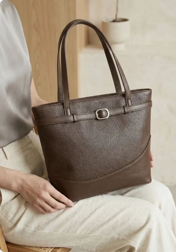 Brown_Pu_Solid_Tote_Bag_For_Women