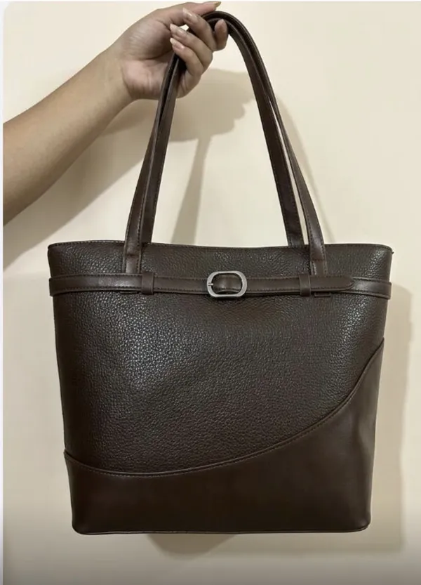 Brown_Pu_Solid_Tote_Bag_For_Women