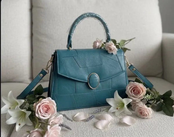 Teal_Pu_Embossed_Chevron_Sling_Bag_For_Women