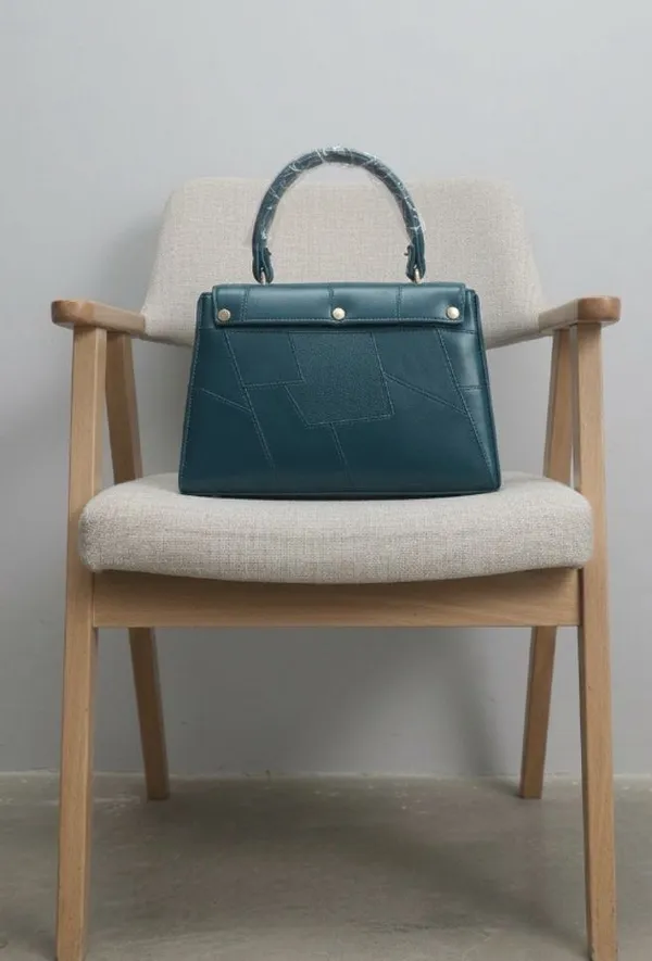 Teal_Pu_Embossed_Chevron_Sling_Bag_For_Women