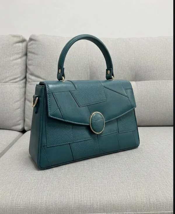 Teal_Pu_Embossed_Chevron_Sling_Bag_For_Women