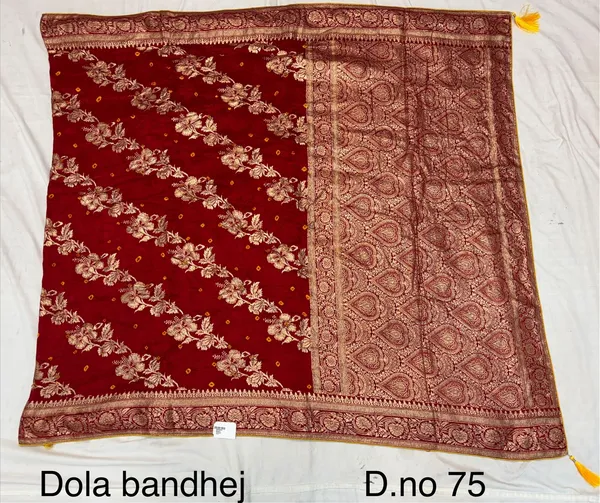 Maroon_Dola_Silk_Bandhej_Single_Zari_Saree_For_Women