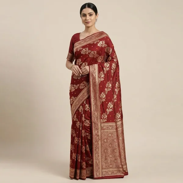 Maroon_Dola_Silk_Bandhej_Single_Zari_Saree_For_Women