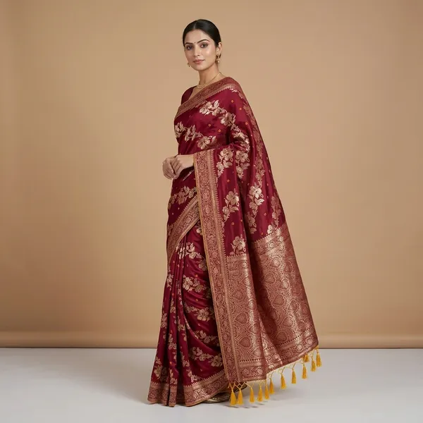 Maroon_Dola_Silk_Bandhej_Single_Zari_Saree_For_Women